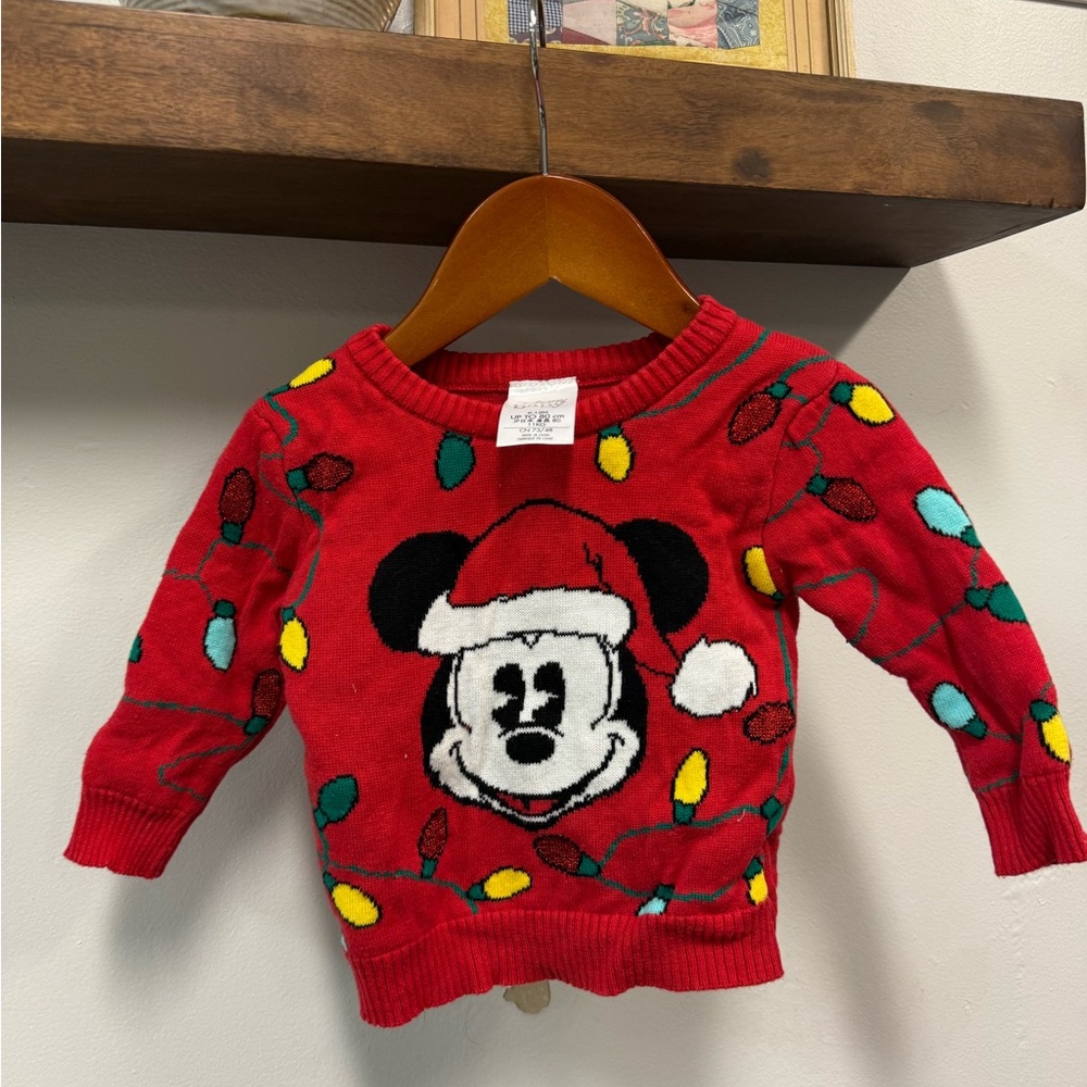 Disney Festive Red Mickey Mouse Kids Sweater